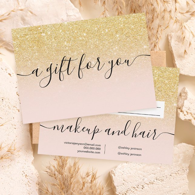 Blush chic gold glitter ombre gift certificate (Creator Uploaded)