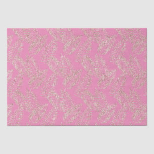 Blush Chic Pink Glitter Tropical Leaves Tissue Paper