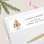 Blush Christmas Tree Bow Return Address Label<br><div class="desc">Blush Christmas tree with a bow for beautiful return address label. Easy to customise with your own information in a serif font. Choose between two backgrounds of your choice or select another colour that you want</div>