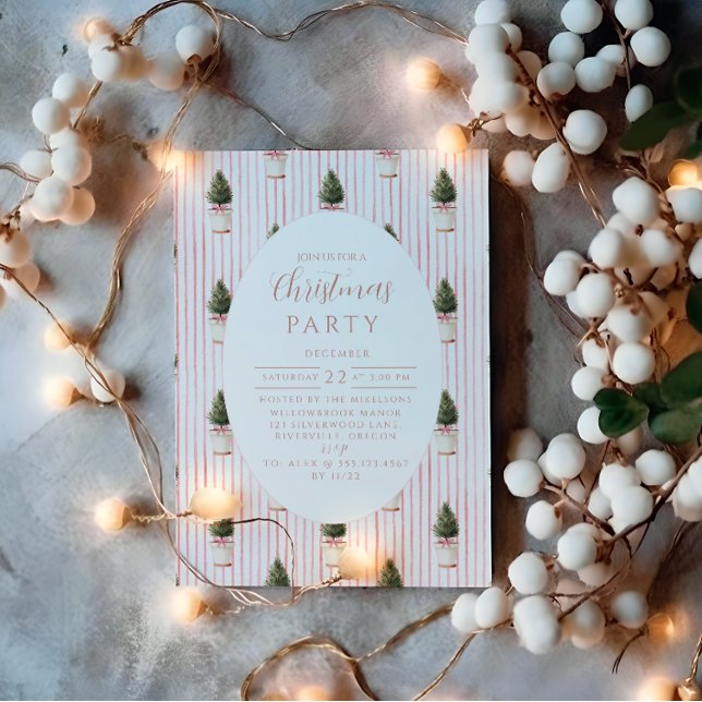 Blush Christmas Tree Stripe Invitation (Creator Uploaded)