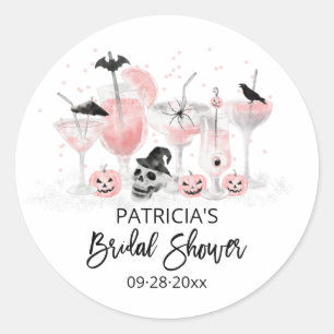 Blush Cocktails Halloween Bridal Shower Classic Round Sticker