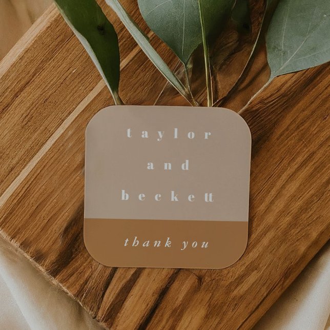 Blush Colour Block Personalised Thank You Sticker (Blush Color Block Personalized Thank You Sticker)