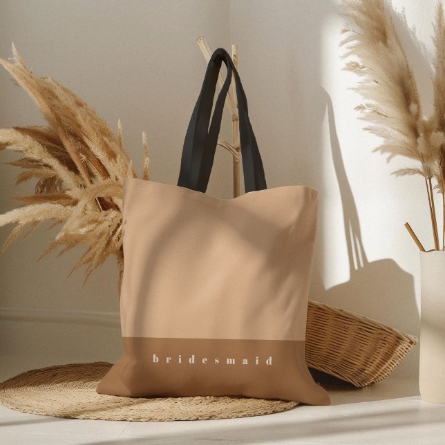 Blush Colour Block Personalised Tote Bag (Blush pink color block personalized bridesmaid tote bag.)