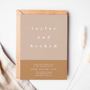Blush Colour Block Wedding Invitation