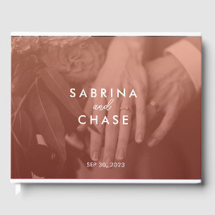Blush Colour Overlay Photo Wedding Guest Book