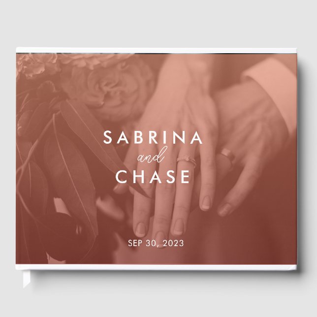 Blush Colour Overlay Photo Wedding Guest Book (Front)
