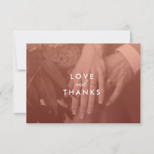 Blush Colour Overlay Photo Wedding Thank You Card