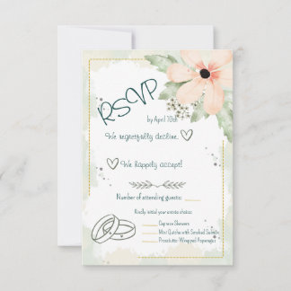 Blush Coneflower Watercolour Florals RSVP Card