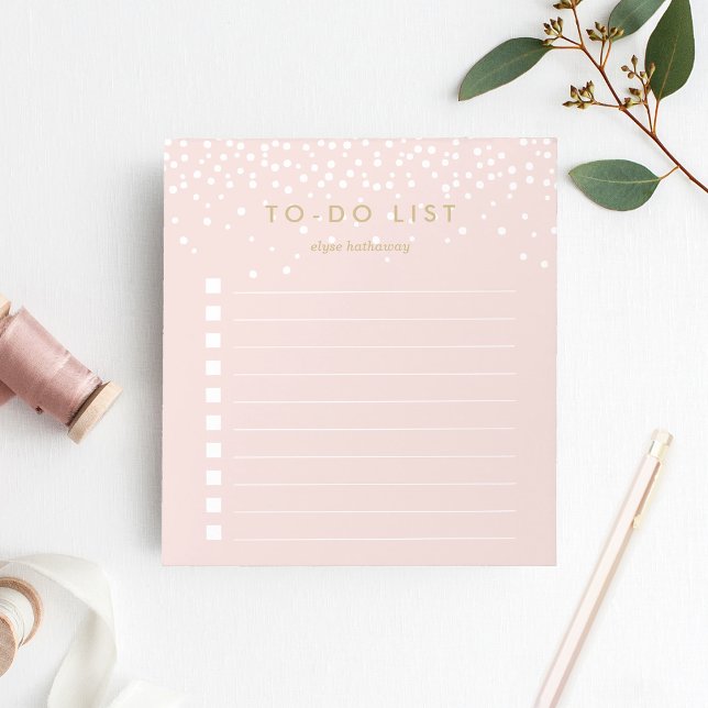 Blush | Confetti Dots Personalised To-Do List Notepad (Creator Uploaded)