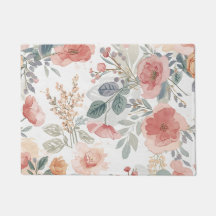 Blush Coral Garden Floral Watercolor Pattern