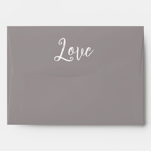 Blush Coral Grey Floral Love Wedding Envelope (Back (Top Flap))