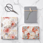 Blush Coral Grey Floral Love Wedding Wrapping Paper Sheet<br><div class="desc">Blush Coral Grey Floral wedding</div>