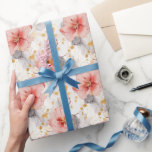 Blush Coral Grey Floral Wedding Wrapping Paper<br><div class="desc">Pretty Feminine Blush Coral Grey Floral Wedding Bridal Shower</div>