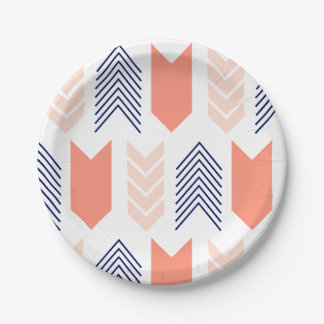 Blush, Coral, & Navy Arrows Paper Plate