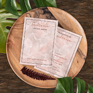 Blush Coral Pink Marble Stone Art Display Card
