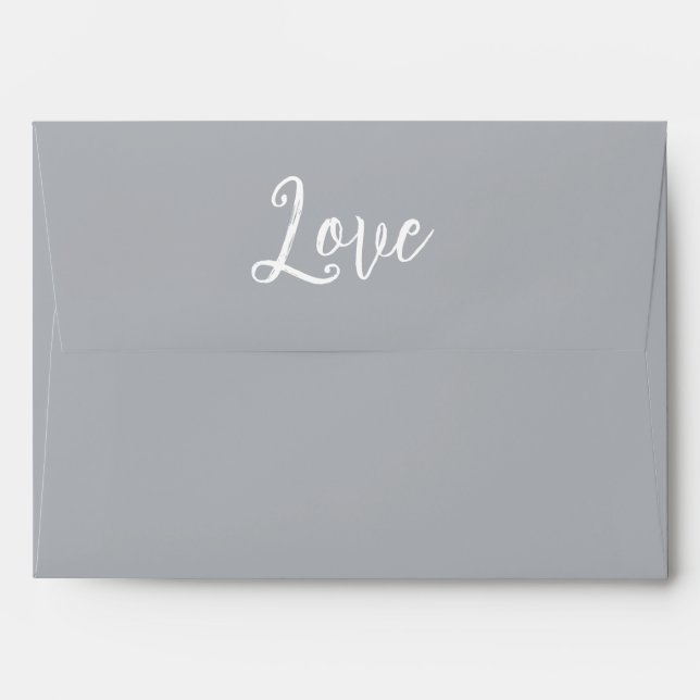 Blush Coral Smoke Grey Floral Love Wedding Envelope (Back (Top Flap))