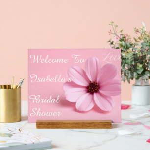 Blush Cosmos Floral Bridal Shower Script Party Acrylic Sign