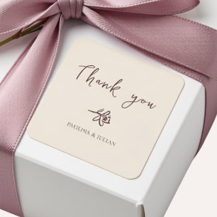 Blush Cream & Burgundy Elegant Floral Wedding Square Sticker