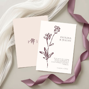 Blush Cream & Dusty Mauve Elegant Floral Wedding Invitation