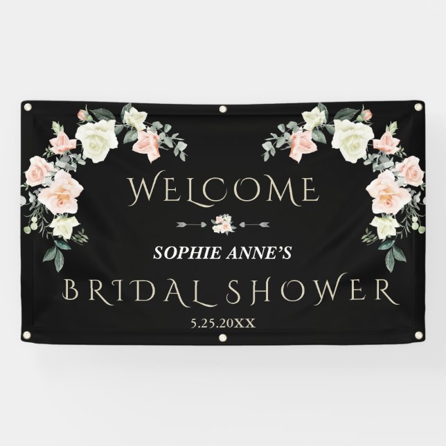 Blush Cream Floral Bridal Shower  Welcome Sign (Horizontal)
