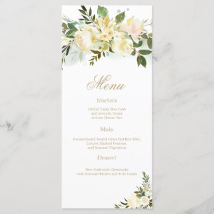 Blush Cream Foliage Wedding Reception menu
