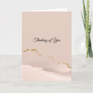Blush  Cream Gold Sparkle Abstract Thinking of You Card