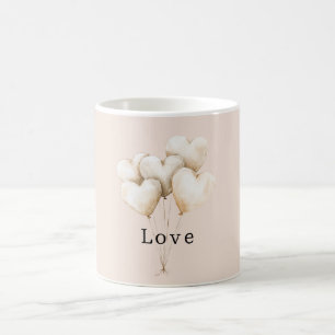 Blush Cream Hearts Balloons Love Coffee Mug