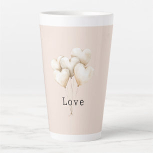 Blush Cream Hearts Balloons Love Latte Mug