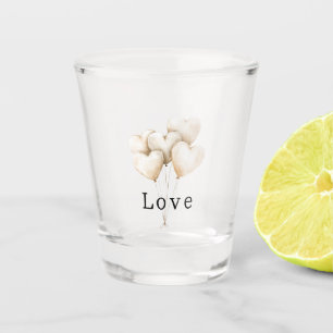 Blush Cream Hearts Balloons Love Shot Glass