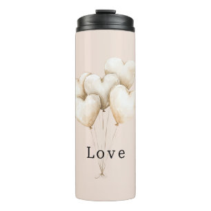 Blush Cream Hearts Balloons Love Thermal Tumbler