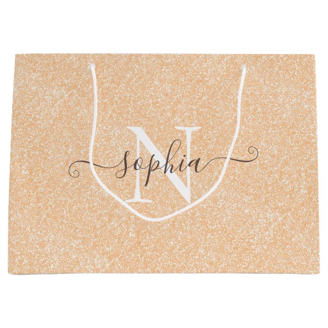 Blush Cream Pink Glitter Customised Large Gift Bag (Front)