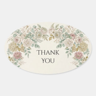 Blush Cream Rose Hydrangea Wedding Sticker