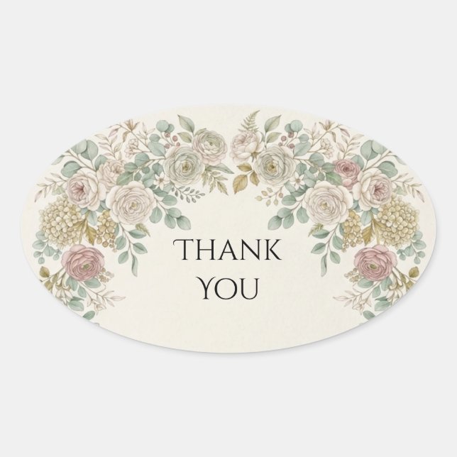 Blush Cream Rose Hydrangea Wedding Sticker (Front)
