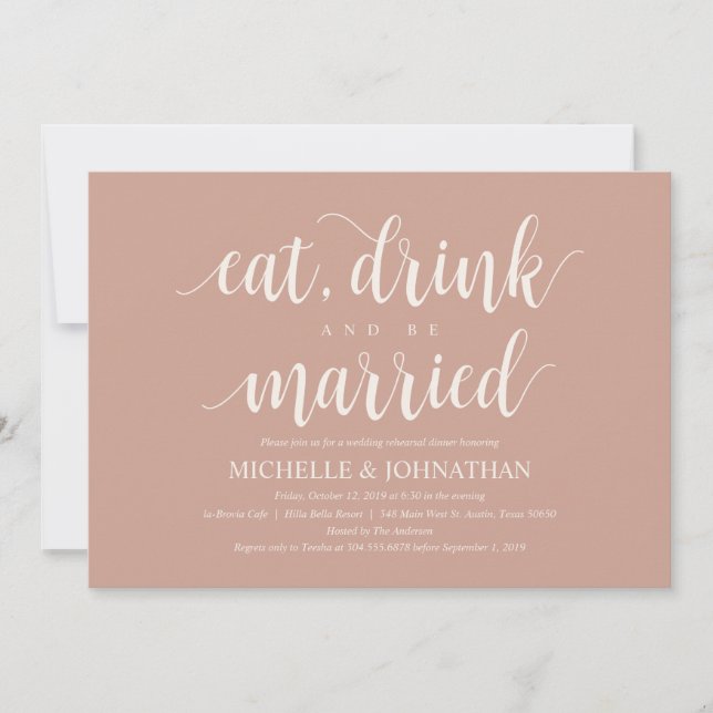 Blush Cream Rustic Wedding Rehearsal Dinner Invitation (Front)