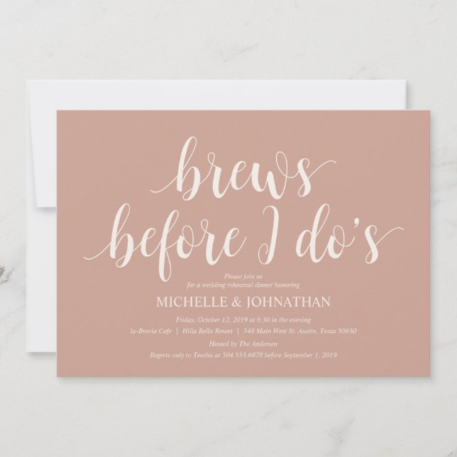 Blush Cream Rustic Wedding Rehearsal Dinner Invitation (Front)