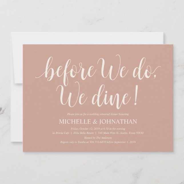 Blush Cream Rustic Wedding Rehearsal Dinner Invitation (Front)