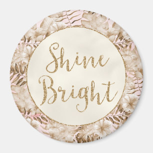  Blush Cream Tropical Floral Gold Glitter Shine Magnet