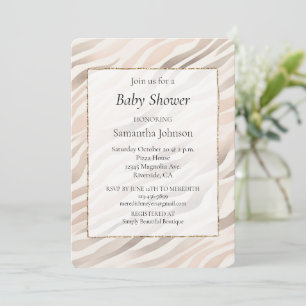 Blush Cream Zebra Animal Print Baby Shower Invitation