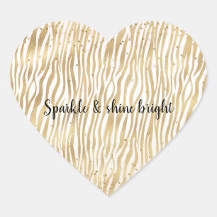 Blush Cream Zebra Glam Gold Confetti Sparkle Heart Sticker