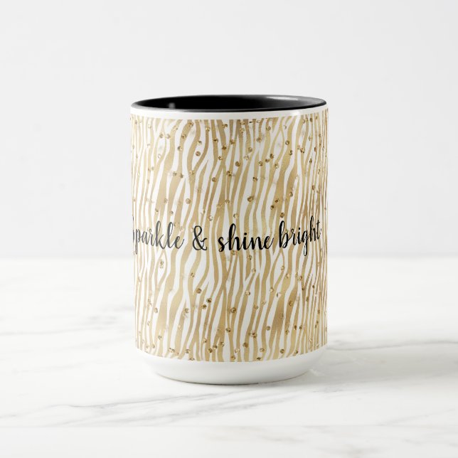 Blush Cream Zebra Glam Gold Confetti Sparkle      Mug (Center)