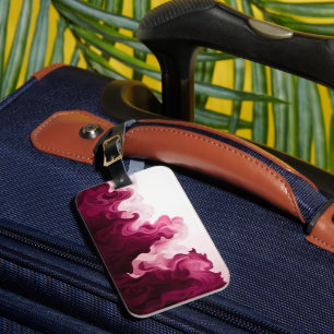 Blush Crimson Fluid Waves  Luggage Tag