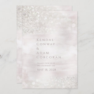 Blush Crystal Ridge Elegant Sparkling Wedding Invitation