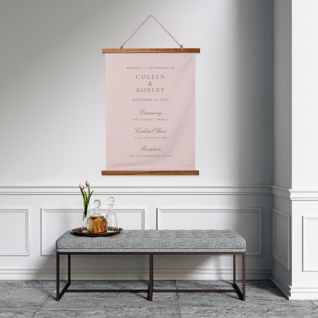 Blush Custom Colour Wedding Welcome Sign Hanging Tapestry (Creator Uploaded)
