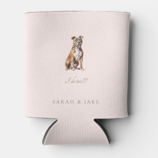 Blush Custom Pet Wedding Napkins Boxer Can Cooler
