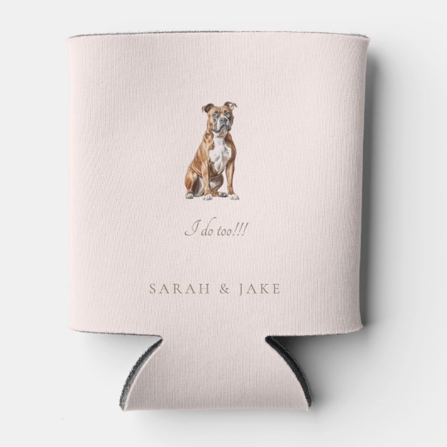Blush Custom Pet Wedding Napkins Boxer Can Cooler (Front)