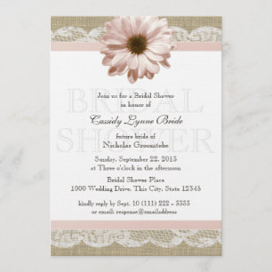 Blush Daisy Country Lace Bridal Shower Invitation