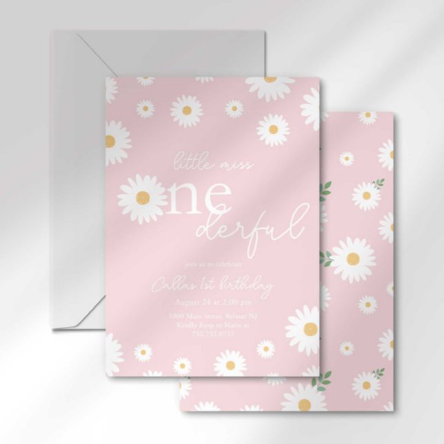 Blush Daisy Little Miss Onederful Invitation (Creator Uploaded)