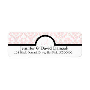 Blush Damask Monogram Wedding Invitation Labels