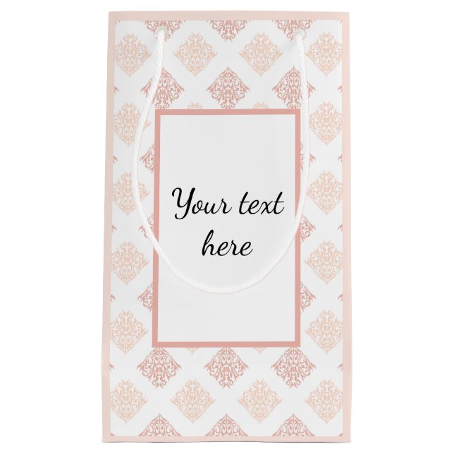 Blush Damask Pretty Custom Small Gift Bag (Front)
