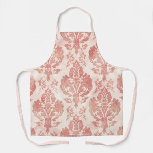 Blush Damask Watercolor Floral Vintage Pattern Apron